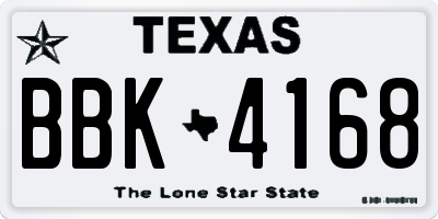 TX license plate BBK4168