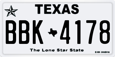 TX license plate BBK4178