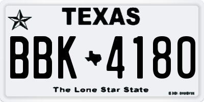 TX license plate BBK4180
