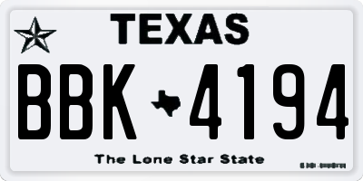 TX license plate BBK4194