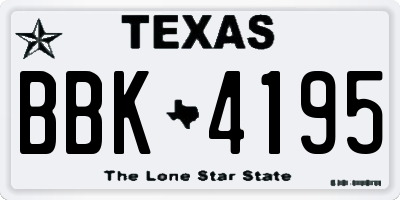 TX license plate BBK4195