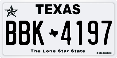TX license plate BBK4197