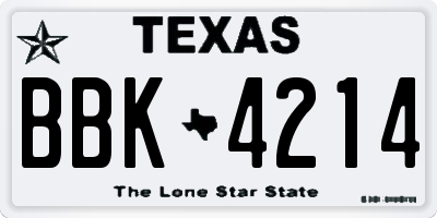 TX license plate BBK4214