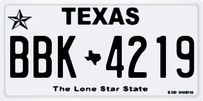 TX license plate BBK4219