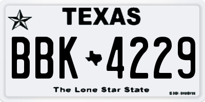 TX license plate BBK4229