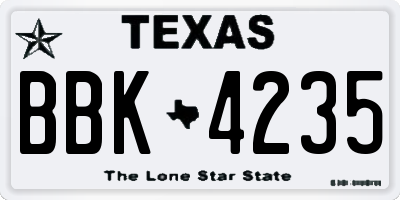 TX license plate BBK4235