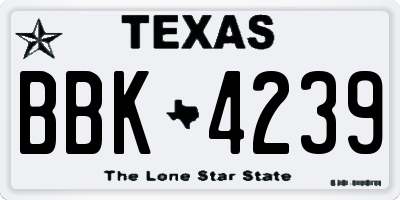 TX license plate BBK4239