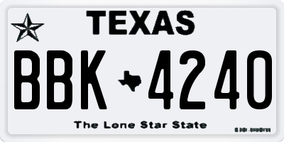 TX license plate BBK4240