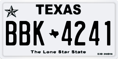 TX license plate BBK4241