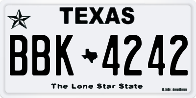 TX license plate BBK4242
