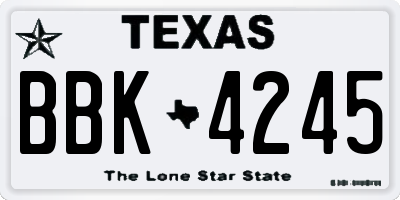 TX license plate BBK4245