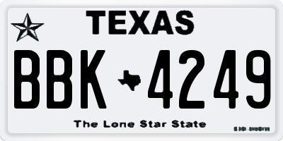 TX license plate BBK4249