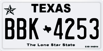 TX license plate BBK4253