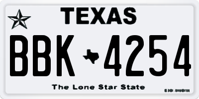 TX license plate BBK4254
