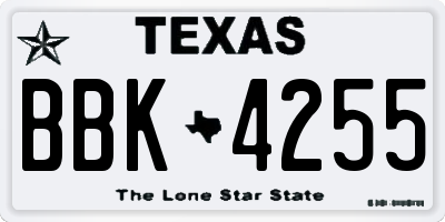 TX license plate BBK4255
