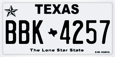 TX license plate BBK4257