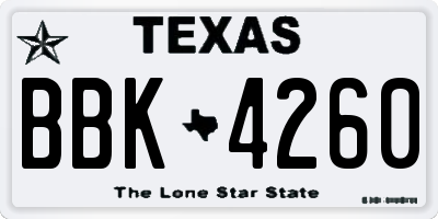 TX license plate BBK4260