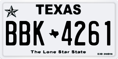 TX license plate BBK4261