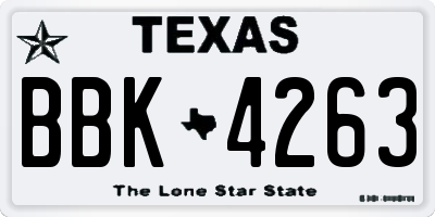 TX license plate BBK4263