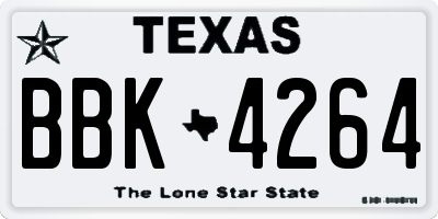 TX license plate BBK4264