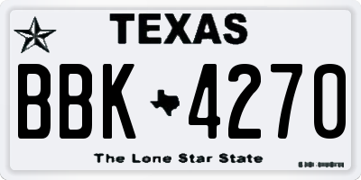 TX license plate BBK4270