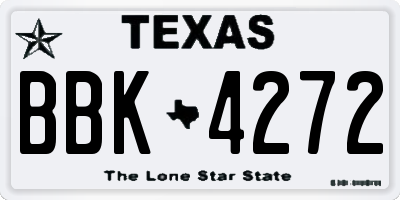 TX license plate BBK4272