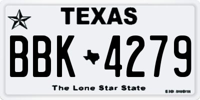 TX license plate BBK4279