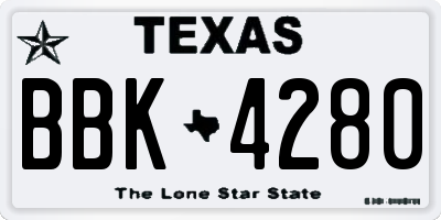 TX license plate BBK4280