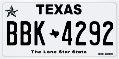 TX license plate BBK4292