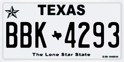 TX license plate BBK4293