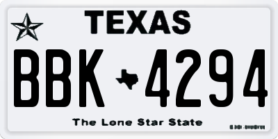 TX license plate BBK4294