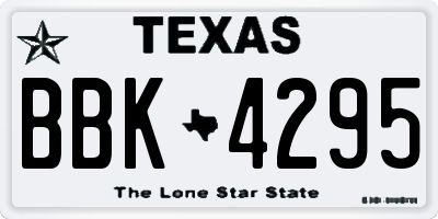 TX license plate BBK4295