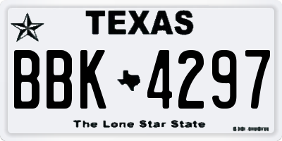 TX license plate BBK4297