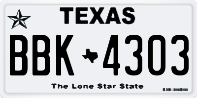 TX license plate BBK4303