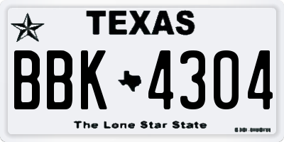 TX license plate BBK4304