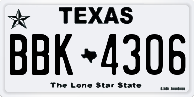 TX license plate BBK4306