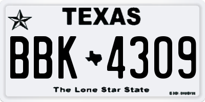 TX license plate BBK4309