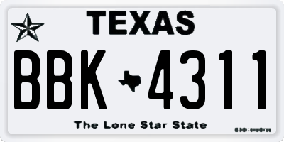TX license plate BBK4311