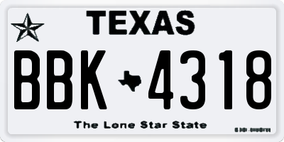 TX license plate BBK4318
