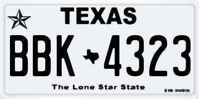 TX license plate BBK4323