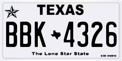 TX license plate BBK4326