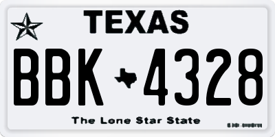 TX license plate BBK4328