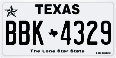TX license plate BBK4329