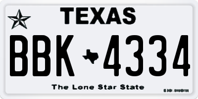 TX license plate BBK4334