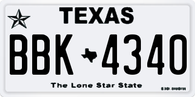 TX license plate BBK4340