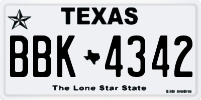 TX license plate BBK4342