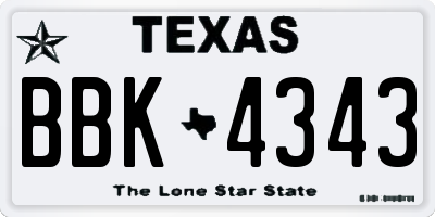 TX license plate BBK4343