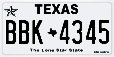 TX license plate BBK4345