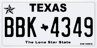 TX license plate BBK4349