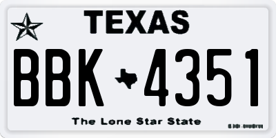TX license plate BBK4351